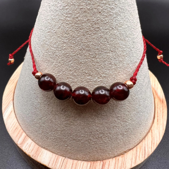 KC Gems Co. Natural Garnet Slide Bracelet - January Birthstone - Picture 2 of 5